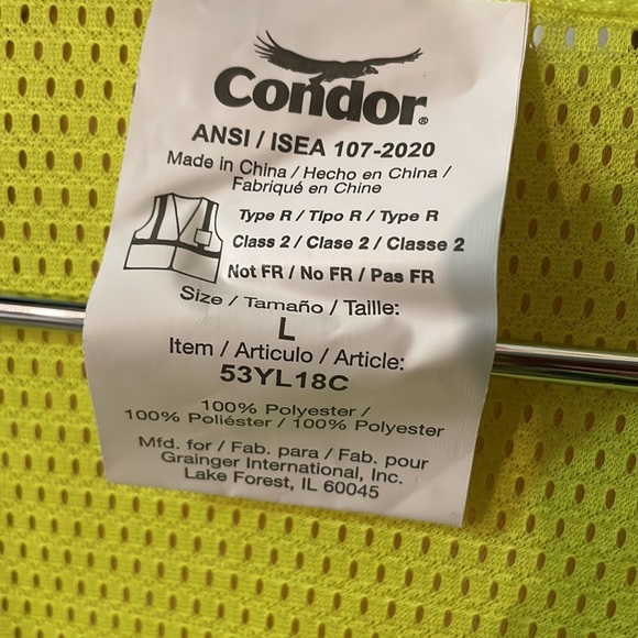 Condor Polyester Reflective Outerwear size Large please see images ANSI / ISEA - Picture 2 of 7